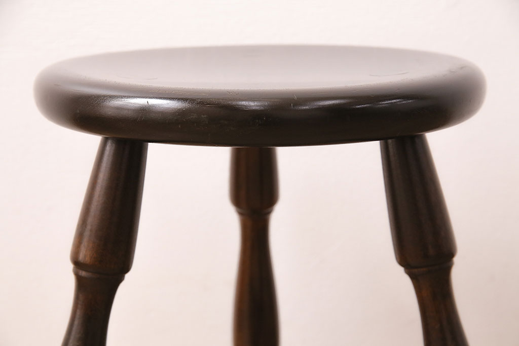 中古　松本民芸家具　花台としても活躍する温もりあふれる三脚スツール(椅子、花台)(R-048080)