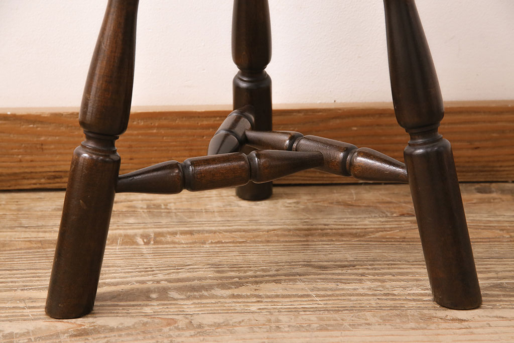 中古　松本民芸家具　花台としても活躍する温もりあふれる三脚スツール(椅子、花台)(R-048082)