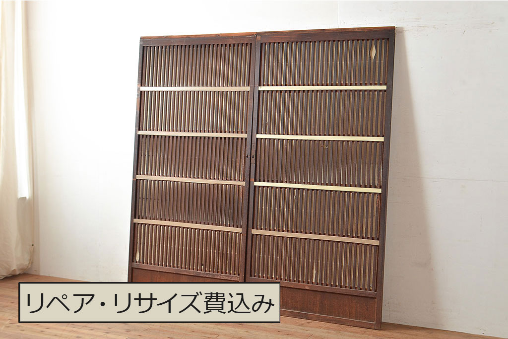 タJ0448◇【H177cm×W94,5cm】×2枚◇アンティーク◇裏障子付き