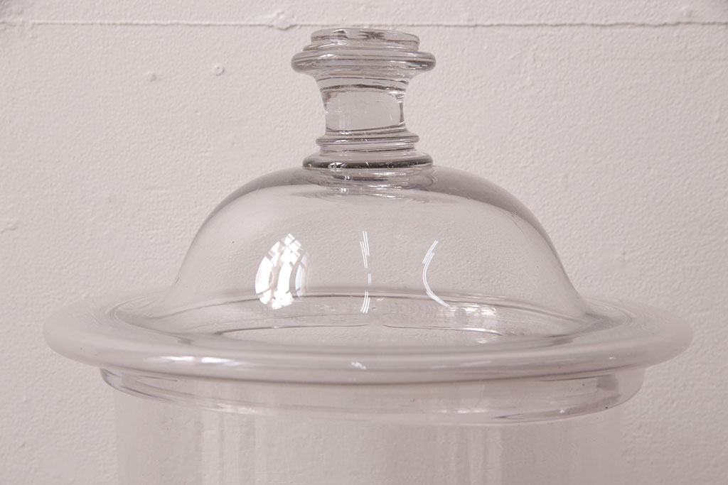 昭和レトロ　レトロ雑貨　お洒落なディスプレイを楽しめる大きなガラス瓶(ガラスビン、キャニスター)(R-048156)