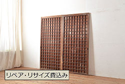 昭和初期　美品　杉材　味わい深い風合いが魅力の障子戸(引き戸、建具)4枚セット(2)