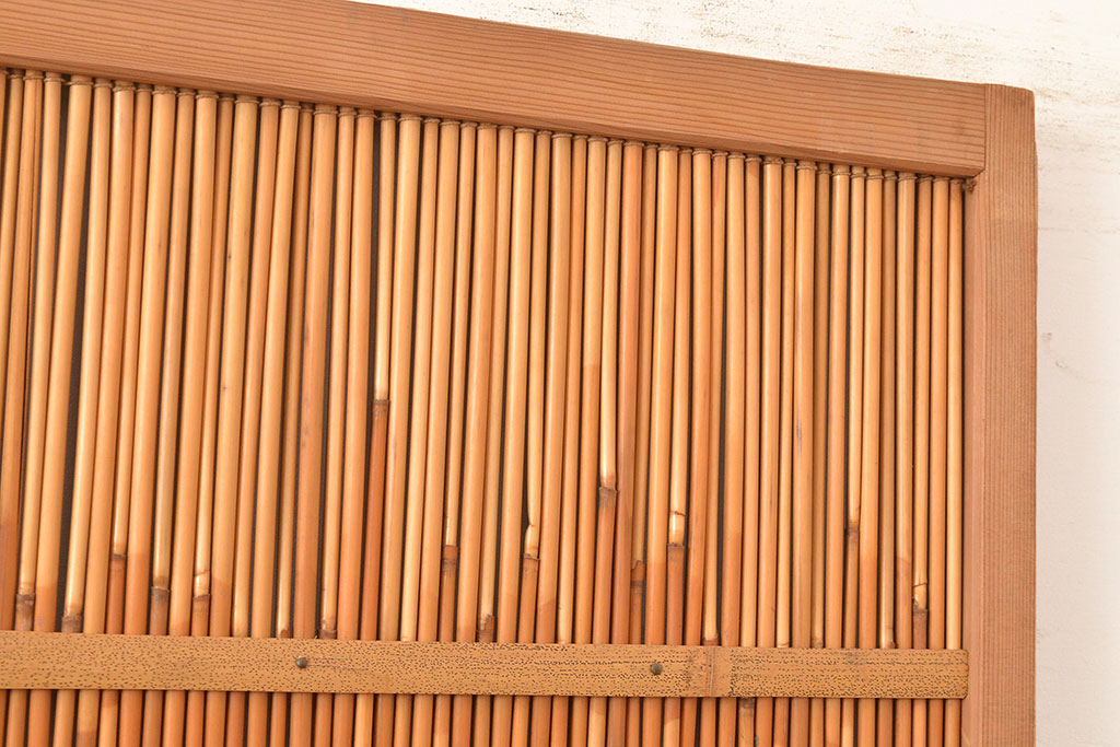和製アンティーク　竹の桟が上品な和の雰囲気を醸し出す御簾戸2枚セット(簾戸、簀戸、葭戸、夏障子、夏戸、葦戸)(R-048308)