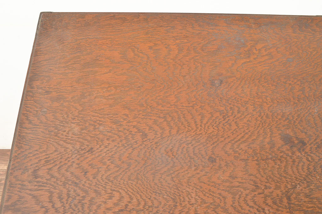 和製アンティーク　昭和中期　ナラ材　天板突板　レトロな片袖机(ワークデスク、平机、在宅ワーク、在宅用学習机)(R-048322)