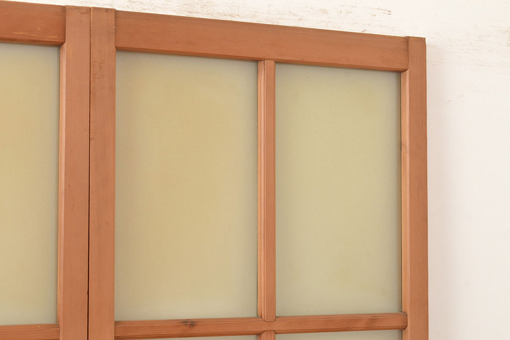 アンティーク建具　幅の狭いつくりが珍しいすりガラス戸4枚セット(引き戸、建具)(R-048380)
