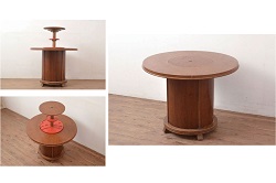 昭和初期　天板ヒノキ材製　木の温かみが漂うリメイクセンターテーブル(ローテーブル、リビングテーブル)(1)