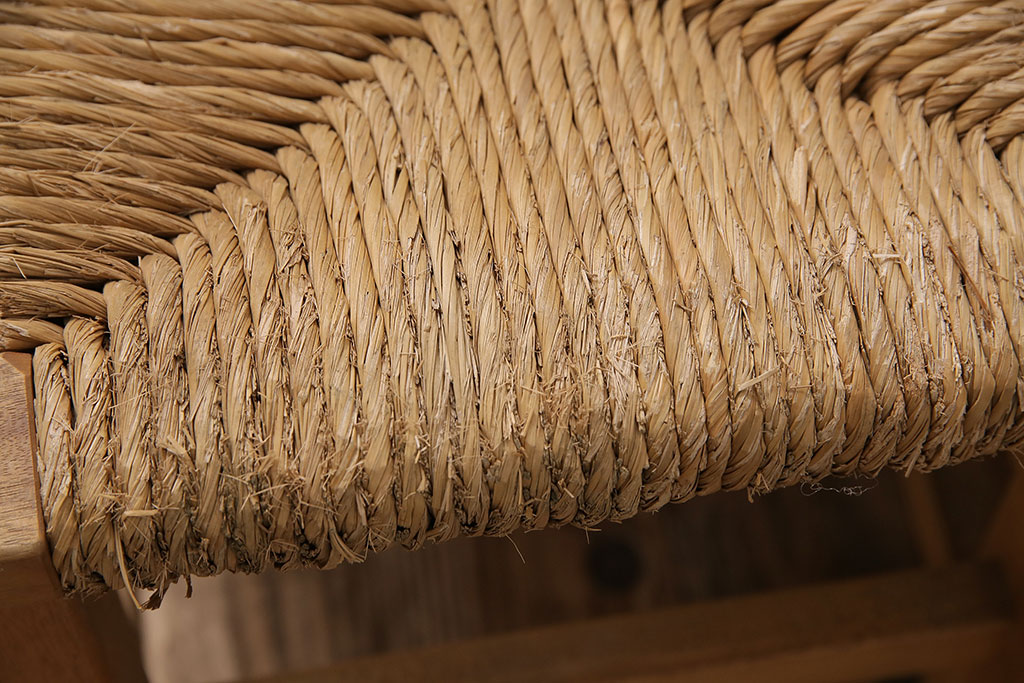 ヴィンテージ　松本民芸家具　初期モデル　ラッシ座面がおしゃれ!素朴な木肌が味わい深いスツール2脚セット(チェア、椅子、ビンテージ)(R-048690)