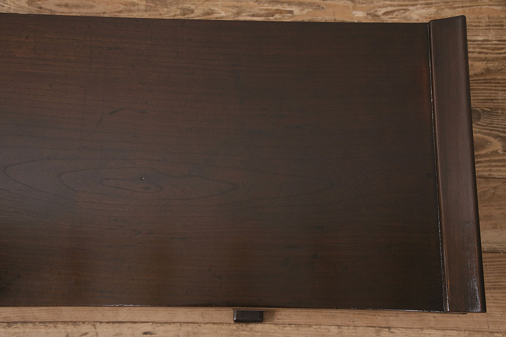 和製アンティーク　細やかな意匠が上品な総栗材製の文机(ローテーブル、センターテーブル)(R-048702)