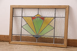 アンティーク建具　どこか懐かしい雰囲気漂うモールガラス窓4枚セット(引き戸、ガラス戸)(R-072445)