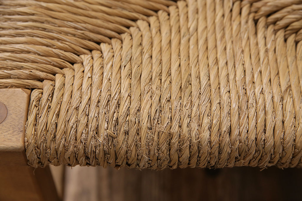 ヴィンテージ　松本民芸家具　初期モデル　ラッシ座面がおしゃれ!素朴な木肌が味わい深いスツール2脚セット(チェア、椅子、ビンテージ)(R-048717)