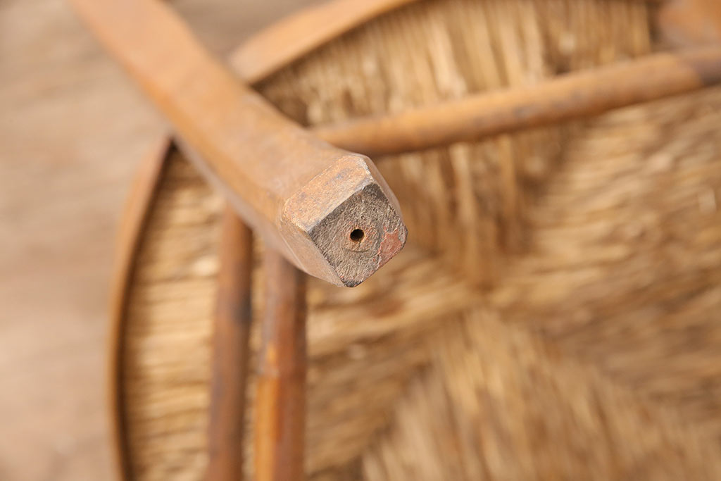 イギリスアンティーク　ビーチ材　編み座面のフレンチチャーチチェア2脚セット(椅子、ダイニングチェア)(R-048746)