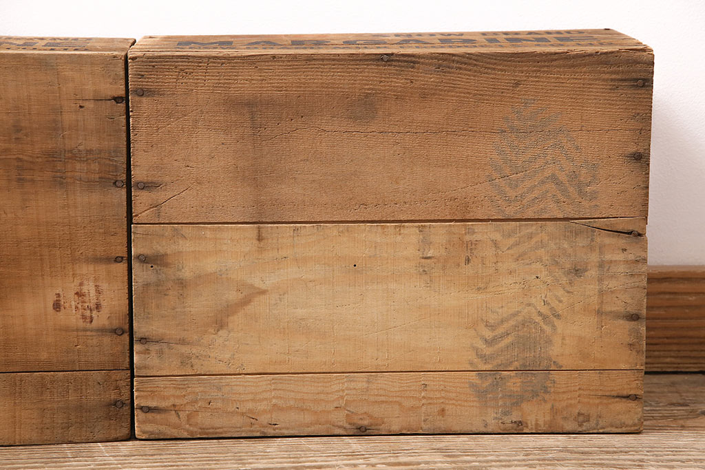 昭和レトロ　アンティーク雑貨　英語のロゴがおしゃれ!雪印マーガリンの木箱2個セット(収納ボックス、収納箱、看板)(R-048807)