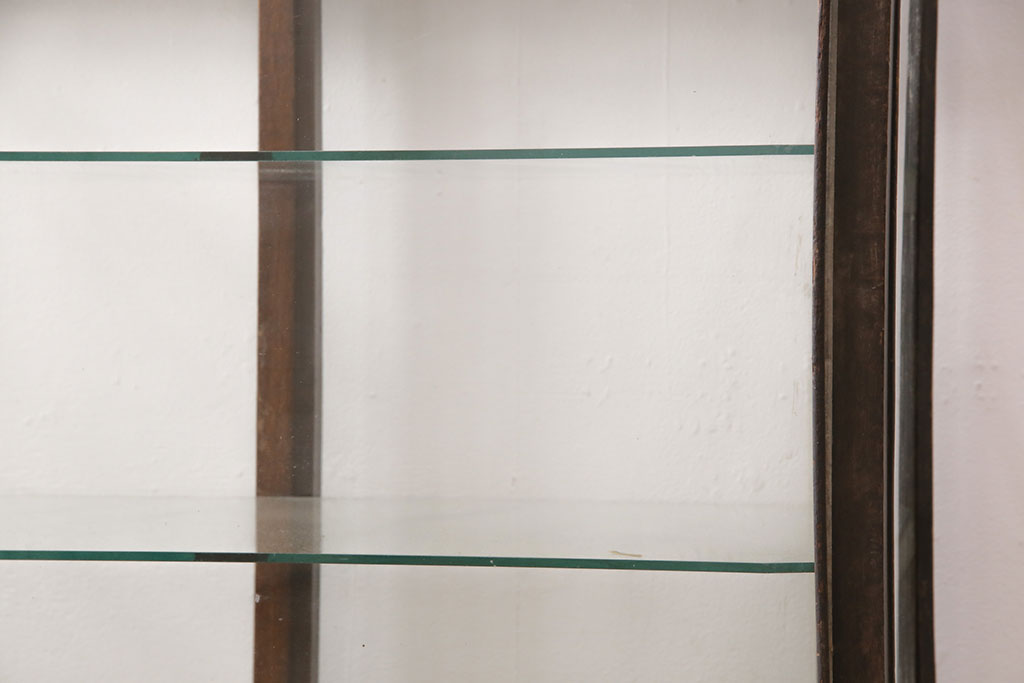 和製アンティーク　昭和レトロ　ナラ材製のレトロなガラスケース(ショーケース、陳列棚、店舗什器)(R-049247)