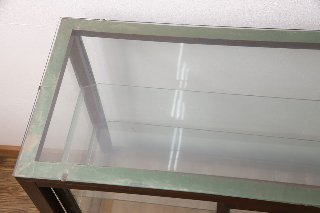 和製アンティーク　昭和レトロ　ナラ材製のレトロなガラスケース(ショーケース、陳列棚、店舗什器)(R-049247)
