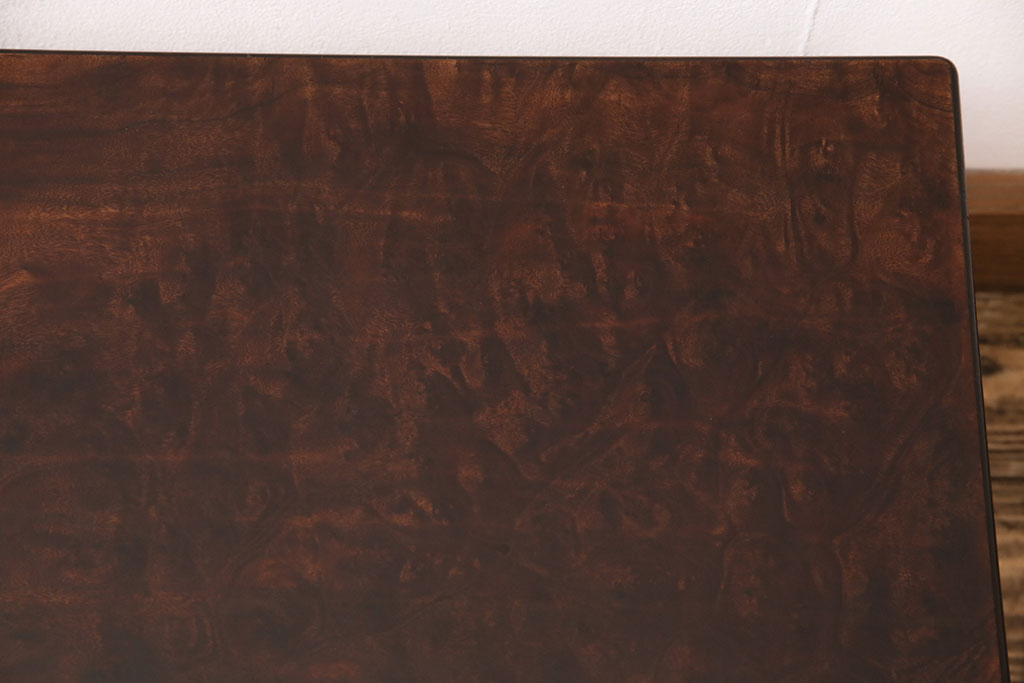 和製アンティーク　指物工芸家具　漆塗りが美しい、高級感漂う総桑材製の文机(文台、花台)(R-049327)