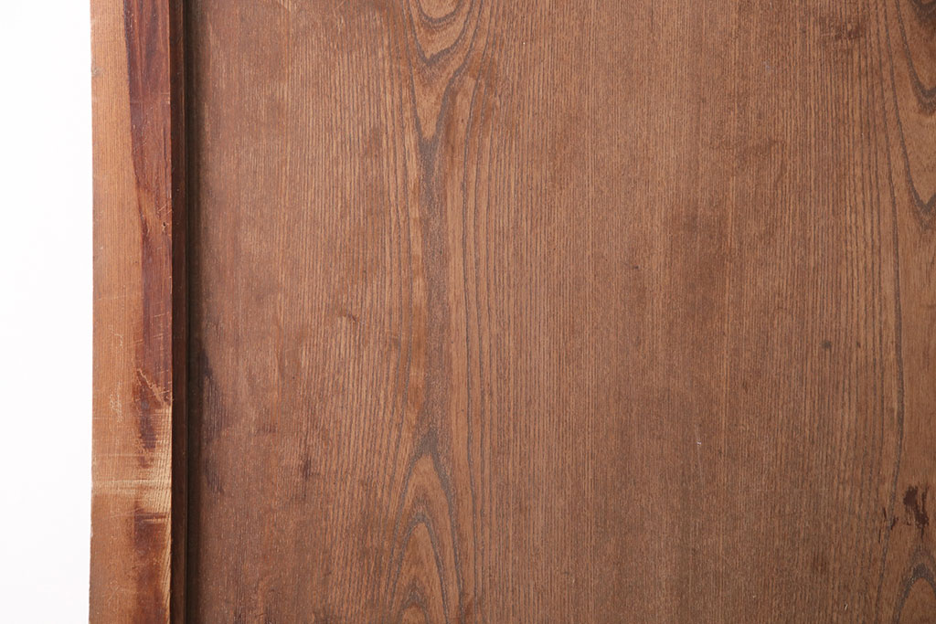 アンティーク建具　総ケヤキ材　細やかな意匠が施された金具が魅力の蔵戸(引き戸、玄関戸、建具)(R-049393)