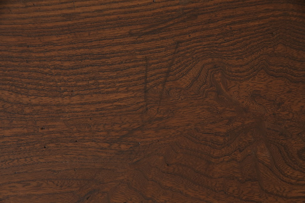 和製アンティーク　総ケヤキ材　天板一枚板　重厚で味わい深い角ちゃぶ台(座卓、ローテーブル、折り畳みテーブル)(R-049449)