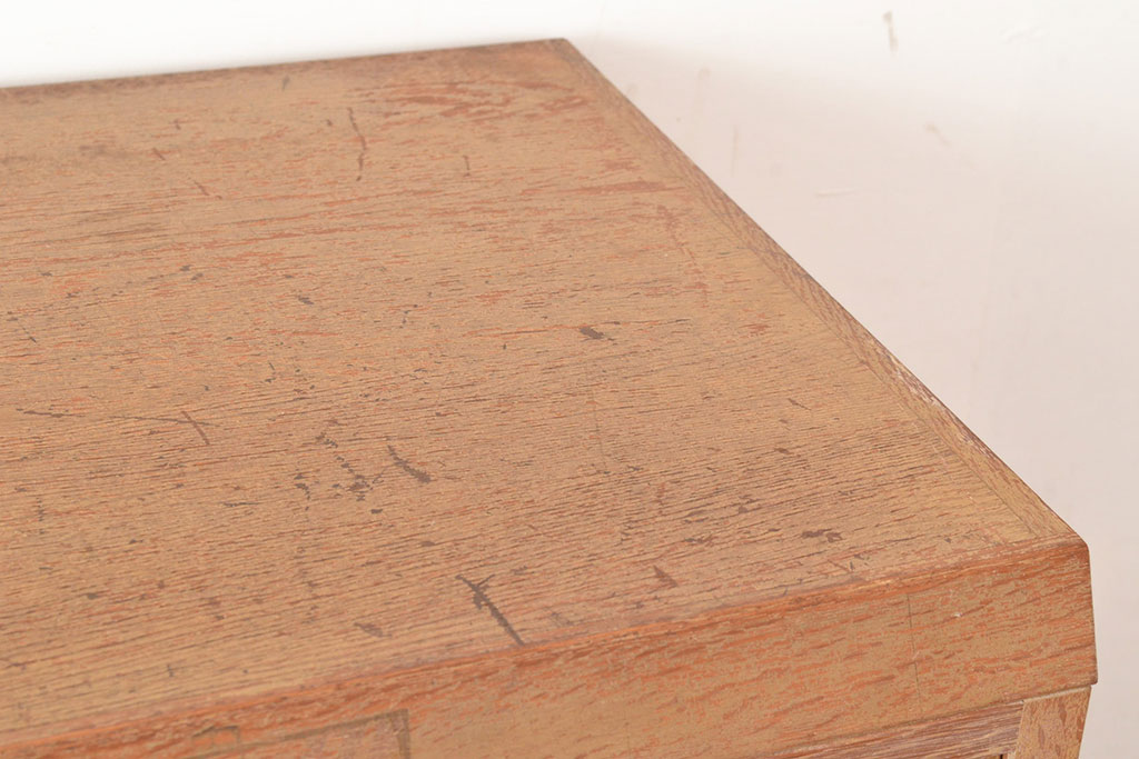 レトロ家具　昭和レトロ　KIHARA　小物収納にうってつけのナラ材製ネームプレート付きカードケース(引き出し、チェスト、図書館、図書室)(R-049472)
