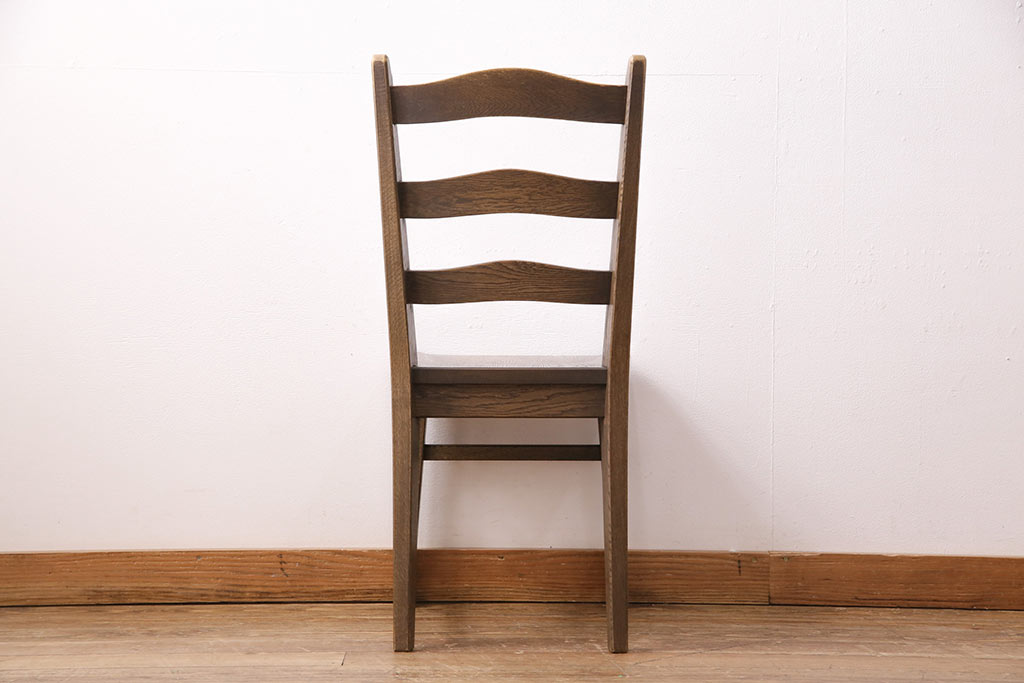 中古　美品　永田良介商店　神戸洋家具　ラダーバックデザインが魅力的な食堂椅子(ダイニングチェア、ラダーバックチェア、ワークチェア、椅子)(R-049516)
