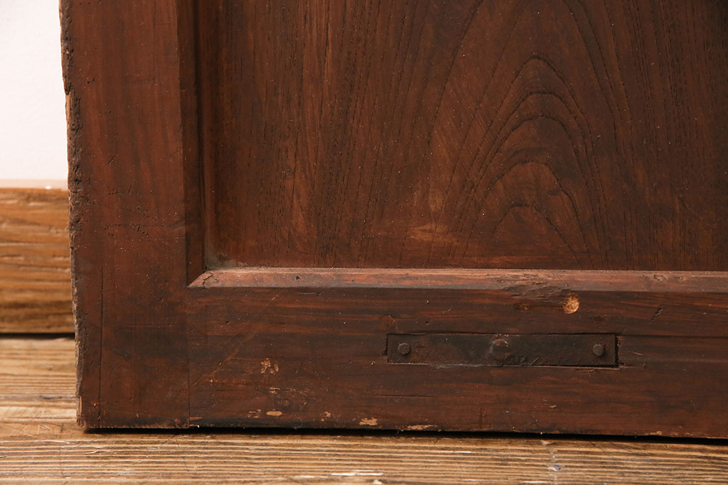 アンティーク建具　腰板ケヤキ材・枠ヒノキ材　明治期の古い蔵戸(格子戸、玄関戸、引き戸、建具)(R-049548)