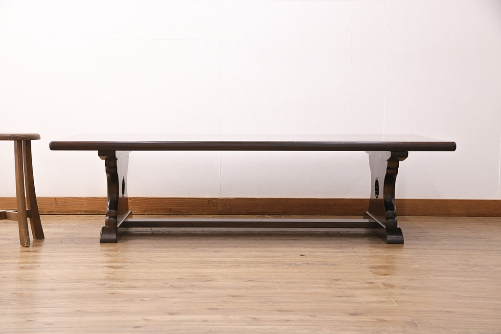 中古　松本民芸家具　希少!和と洋、どちらの空間にも馴染みやすい上品なデザインが魅力の座卓(センターテーブル、ローテーブル)(R-049604)