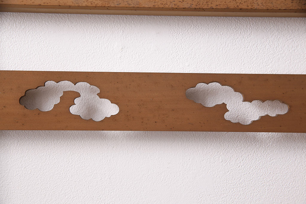 アンティーク建具　雲と風をイメージした透かし彫りがおしゃれな御簾戸2枚セット(簾戸、簀戸、葭戸、夏障子、すど、葦戸)(R-049620)