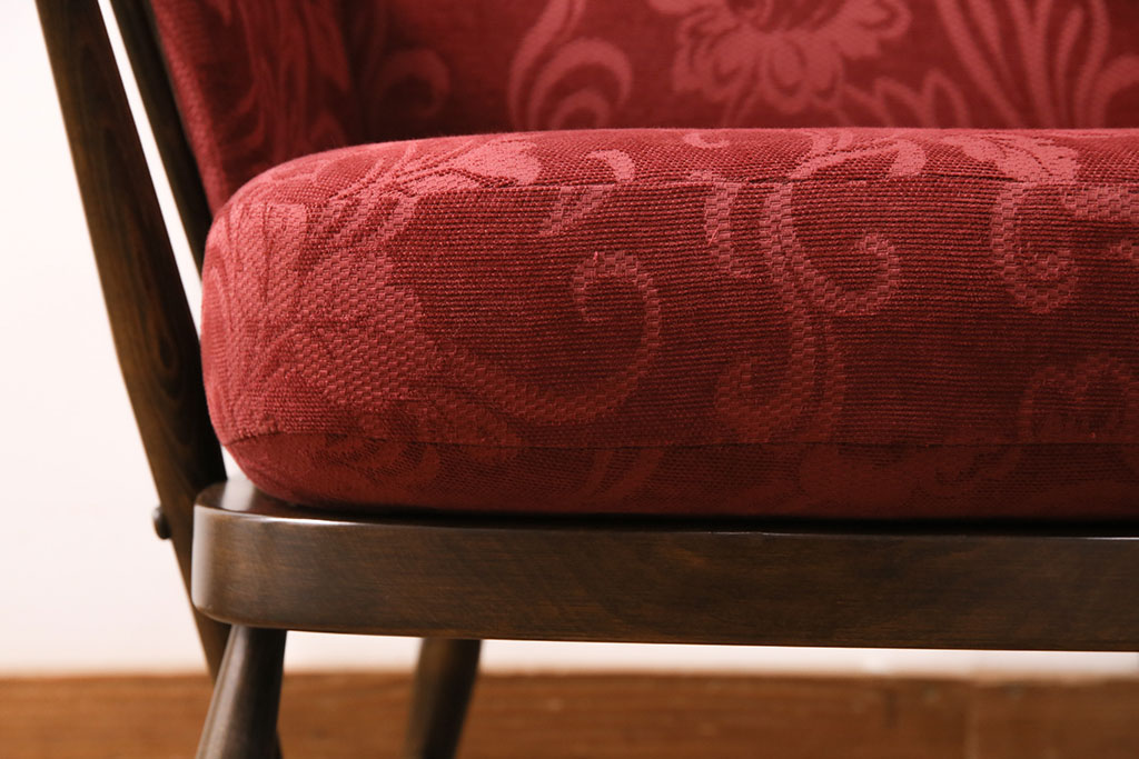 ヴィンテージ家具　ERCOL(アーコール)　エバーグリーン　エレガントな雰囲気漂う1人掛けイージーチェア(ラウンジチェア、アームチェア、椅子、ソファ、ビンテージ)(R-050061)