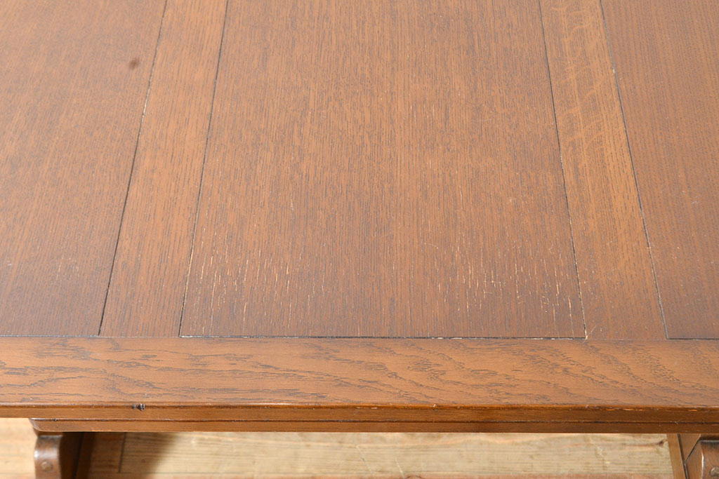 ヴィンテージ家具　イギリス　ERCOL(アーコール)　ニレ材　カントリースタイルにおすすめのドローリーフテーブル(ダイニングテーブル、エクステンション、拡張式テーブル、ビンテージ)(R-050163)