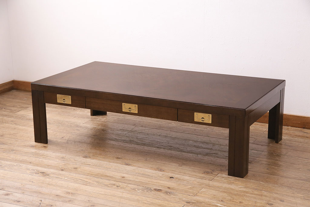 中古　極美品　カリモク　domani(ドマーニ)　Morganton(モーガントン)　 ゴールドの引手が高級感を演出するセンターテーブル(リビングテーブル、ローテーブル)(R-050500)