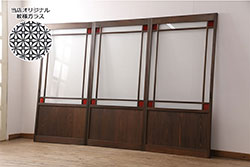 アンティーク建具　和モダンな雰囲気作りにおすすめの格子入りガラス窓2枚セット(ガラス戸、ガラス障子戸、引き戸)(R-069631)