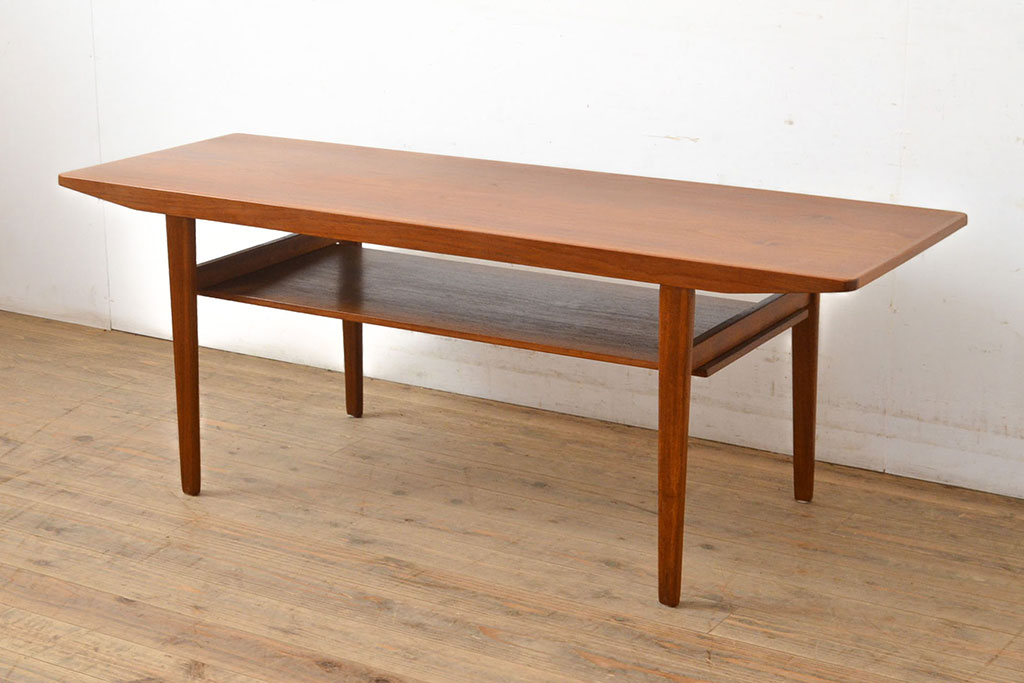 北欧ヴィンテージ シンプルでスタイリッシュなチーク材製のセンターテーブル(リビングテーブル、コーヒーテーブル、ビンテージ)(R-050608) |  ラフジュ工房