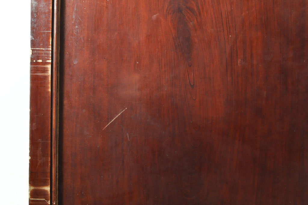 和製アンティーク　明治大正期　漆の綺麗な総ケヤキ材一枚板の蔵戸(引き戸、建具、玄関戸)(R-050839)