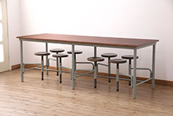アンティーク家具　パーケットの天板がおしゃれなサイドテーブル(ラウンドテーブル、ガーデンテーブル)(2)(R-030410)