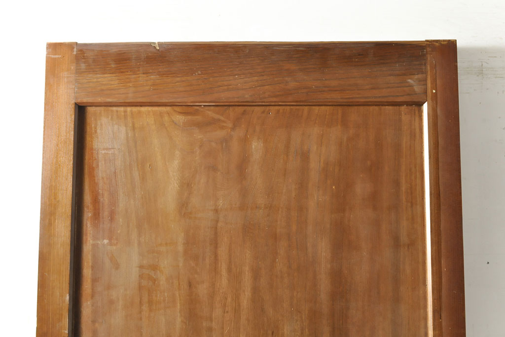 和製アンティーク　新潟産　総ケヤキ材一枚板　恵比寿天の金具が縁起の良い蔵戸(引き戸、建具、玄関戸)(R-050939)
