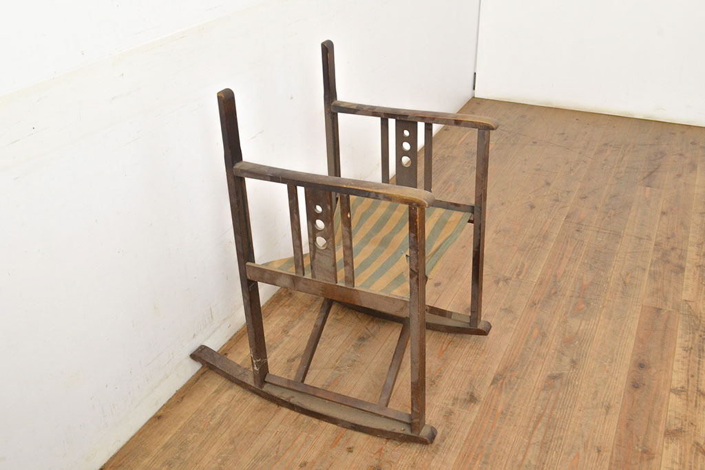 アンティーク家具　和モダン　日本楽器・山葉(ヤマハ)文化椅子　折り畳み式ロッキングチェア(椅子、折りたたみ式チェア)(R-051047)