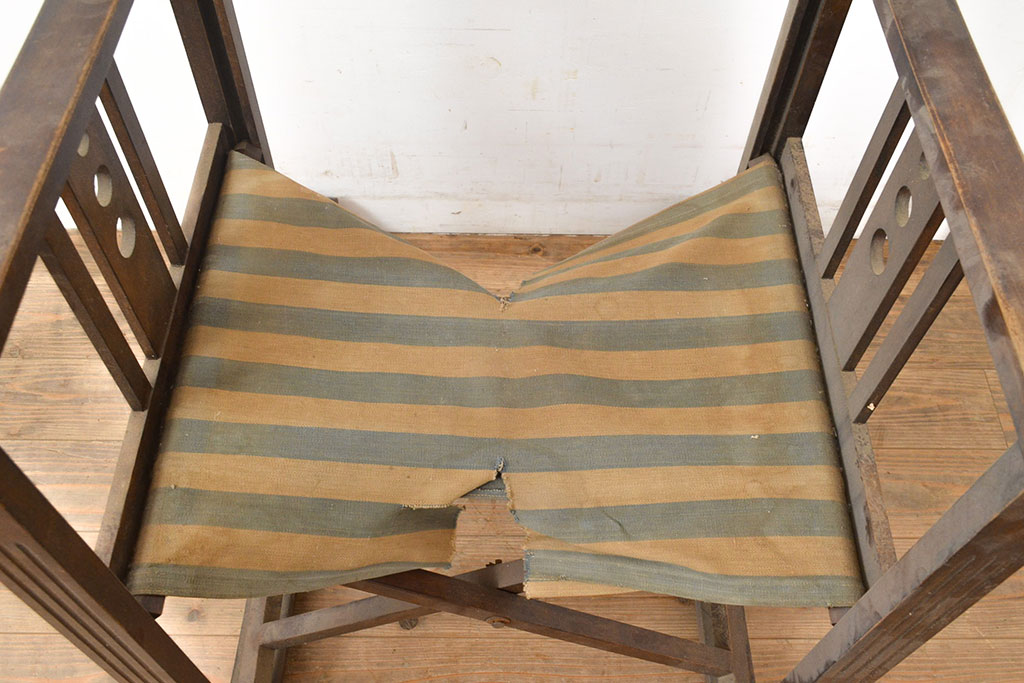 アンティーク家具　和モダン　日本楽器・山葉(ヤマハ)文化椅子　折り畳み式ロッキングチェア(椅子、折りたたみ式チェア)(R-051047)