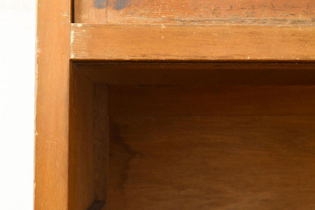アンティーク家具　昭和中期　ラワン材　たっぷり収納できる!素朴な木の風合いが味わい深い重ね収納棚(キャビネット、飾り棚、陳列棚、店舗什器)(R-051058)