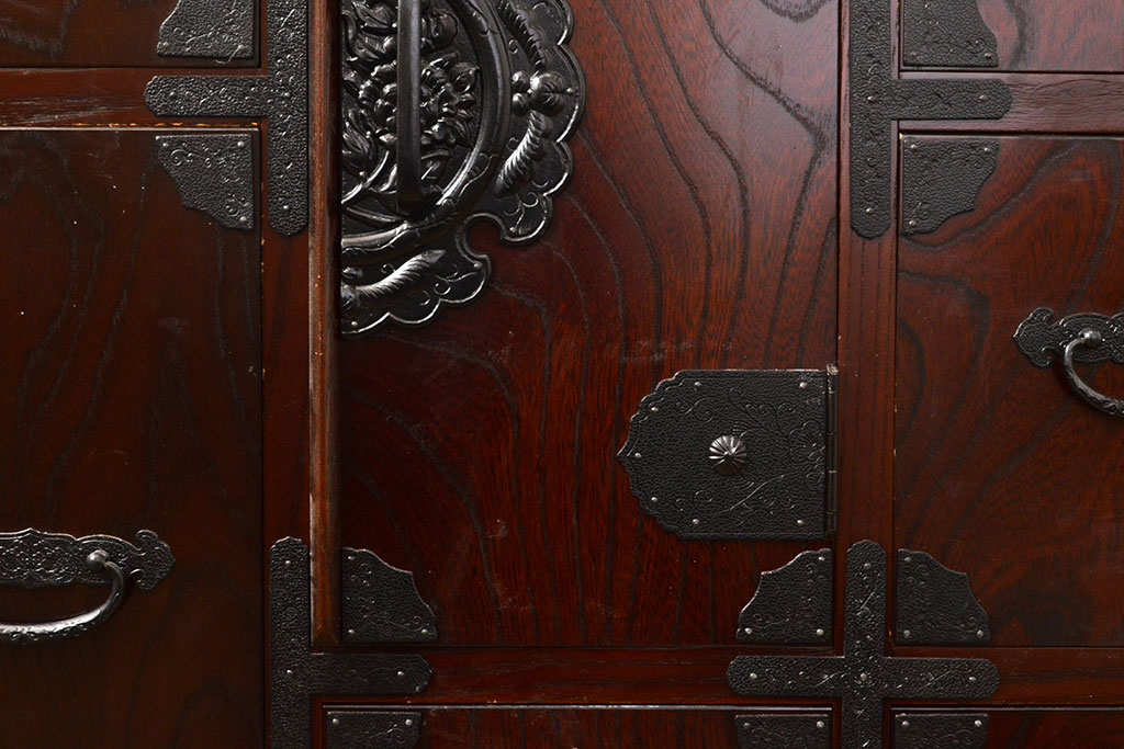 中古　美品　筑後民芸　美しい木目が高級感を演出する階段箪笥(和タンス、収納箪笥)(定価約26万円)(R-051190)