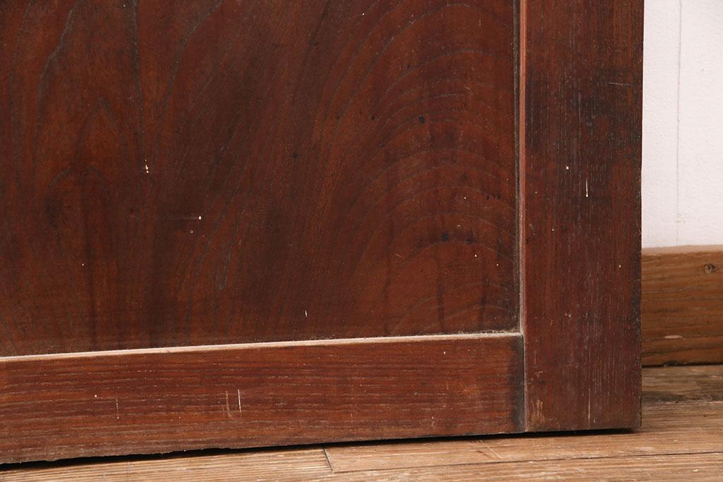 和製アンティーク　総ケヤキ材　年月を経た風合いが貫禄漂う帯戸2枚セット(板戸、引き戸、建具)(R-051292)