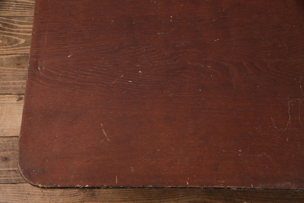 和製アンティーク　栓材の一枚板を使用したレトロな角型ちゃぶ台(座卓、ローテーブル、折り畳みテーブル)(R-051322)
