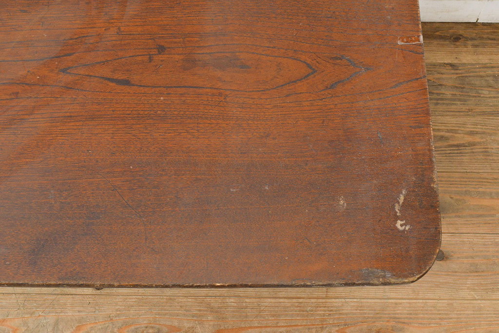 和製アンティーク　栓材一枚板　レトロな雰囲気たっぷりの角ちゃぶ台(座卓、折りたたみテーブル、ローテーブル)(R-051434)