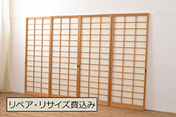 和製ビンテージ　永田洋家具店　永田良介商店　凝ったデザインのステンドグラスが魅力的な木製ドア(扉、建具、ヴィンテージ)(R-053400)
