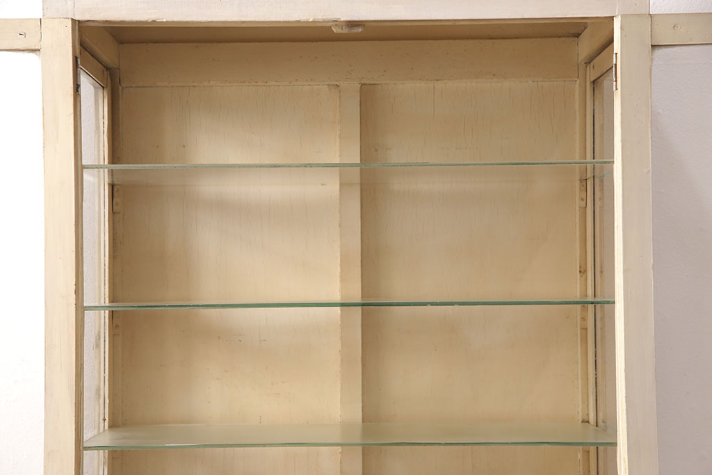 和製アンティーク　希少なデザインの縦型ケビントガラスケース(デンタルケース、デンタルキャビネット、飾り棚、収納棚)(R-051587)