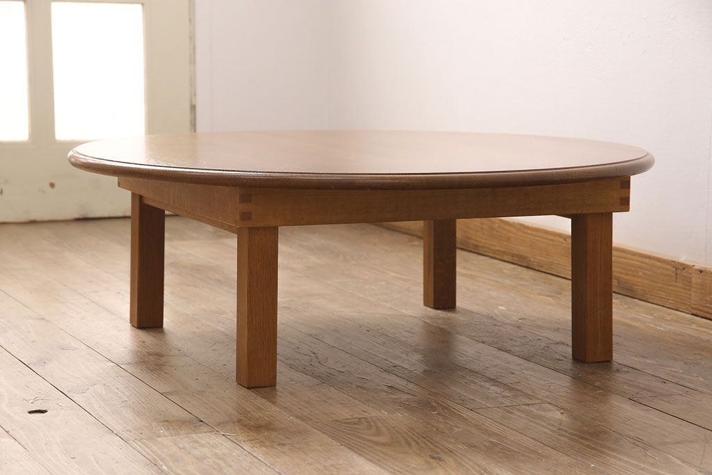 中古　RUDO　ナラ材　滑らかな木肌が魅力の折り畳みちゃぶ台(座卓、ローテーブル)(R-051637)