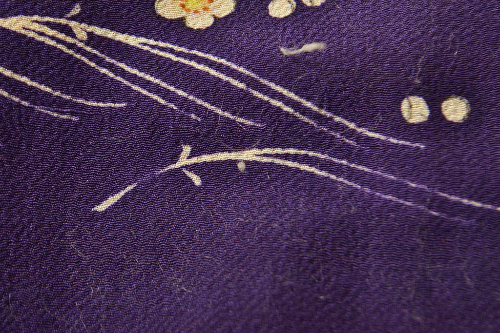 アンティーク着物　飛鶴に梅　刺繍打掛(正絹、古布)(R-051870)