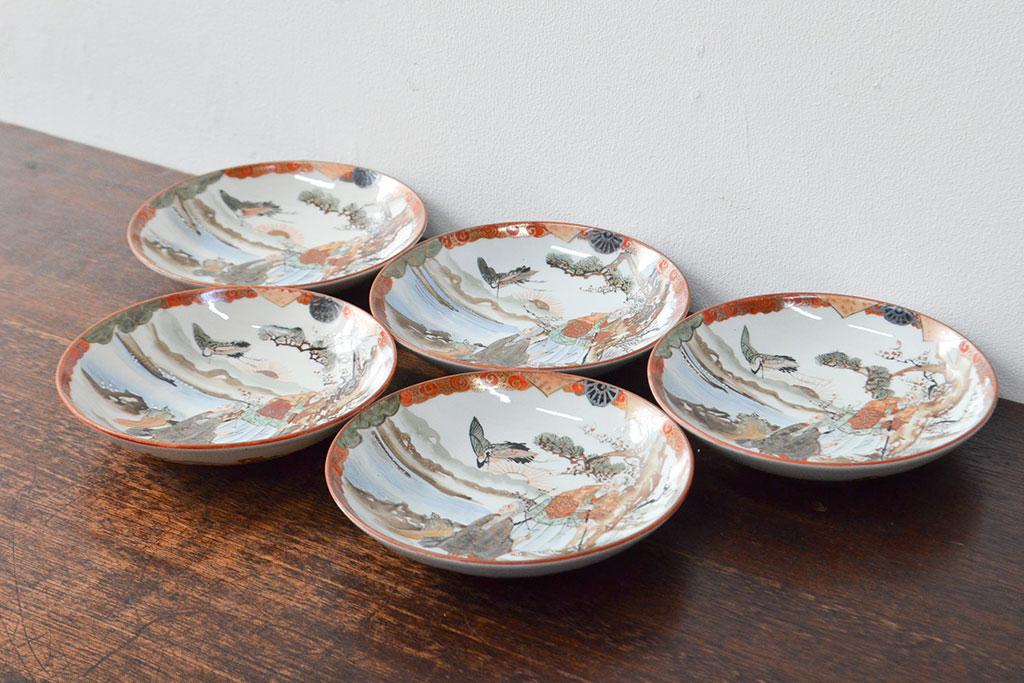 アンティーク 金魚 小皿 取り皿 5枚 セット 色絵 - 陶芸