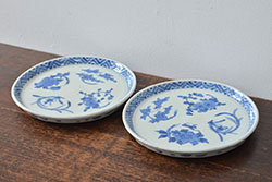 江戸期　古伊万里　色絵　染付　山水文　1尺皿　約31.5cm　藍色の濃淡で表現された図が魅力的な深鉢(一尺、深皿、和食器、和皿)(R-061979)