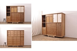 和製アンティーク　使い込まれた風合いが味のある戸棚(飾り棚、陳列棚、収納棚)(R-064848)