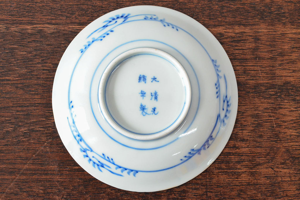 大清光緒年製　色絵染付　四寸皿3枚(伊万里、中国?)(R-052192)
