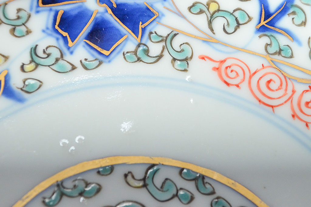 大清光緒年製　色絵染付　六寸皿3枚セット(伊万里、中国?)(R-052235)