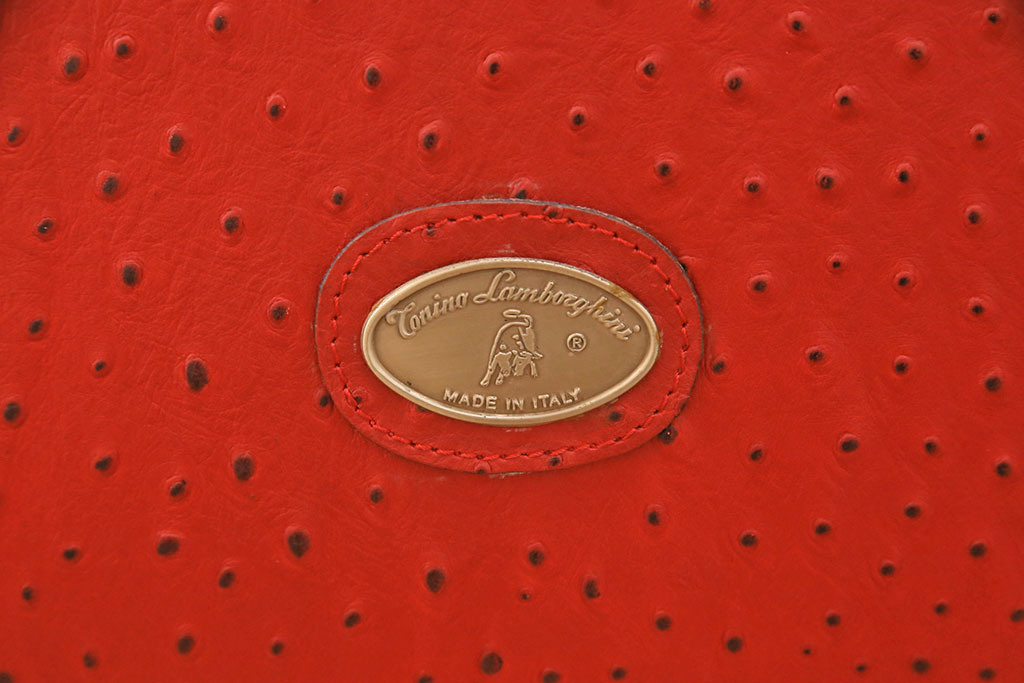 中古　美品　最高級　Lamborghini(ランボルギーニ)コレクション　Formitalia(フォルミタリア)製作　鮮やかな赤が印象的な本革2人掛けソファ(定価約240万円)(二人掛けソファ、アームソファ、2P)(R-052541)
